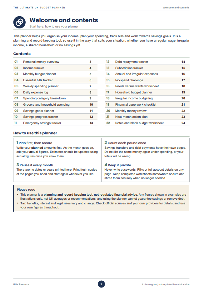The Ultimate UK Budget Planner PDF | Monthly Budget, Bill Tracker, Expense Log & Savings Goals