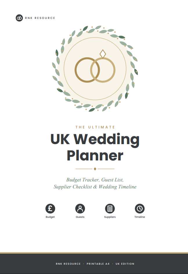 The Ultimate UK Wedding Planner PDF | Budget Tracker, Guest List, Supplier Checklist & Wedding Timeline
